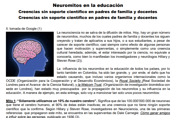 Neuromitos en la educación.